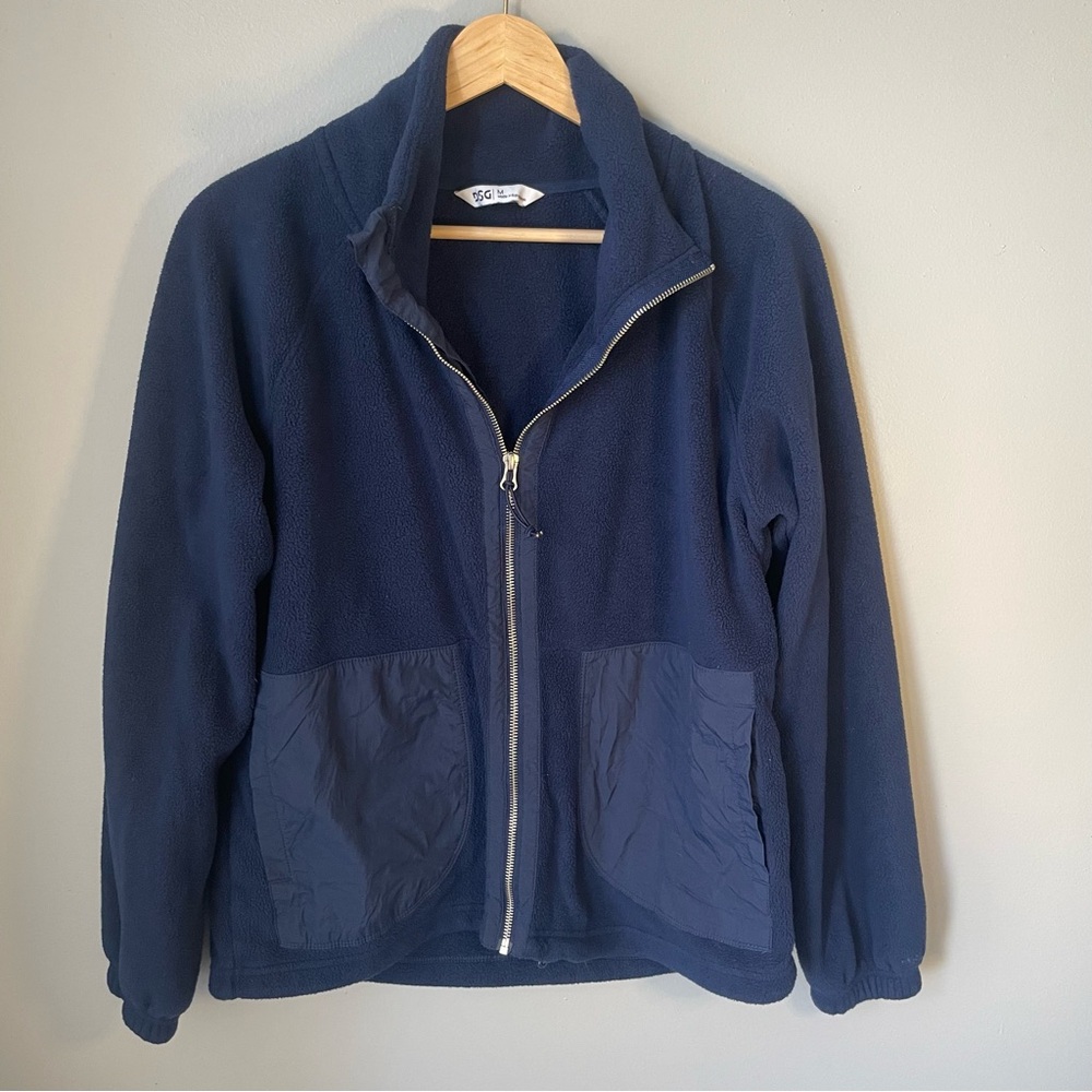 DSG Dicks sporting goods Fuzzy Navy Lined Women’s Sz M Full Zip Up Sweatshirt‎